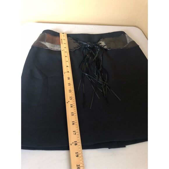 Alberto Makali Black Skirt Size 10 – Metallic Leather Patchwork Waist - Picture 10 of 12
